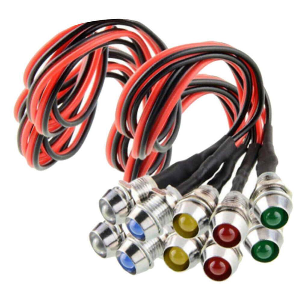 10 Pieces 12 V 10mm Metal LED Dashboard Warning Light Display Car Truck