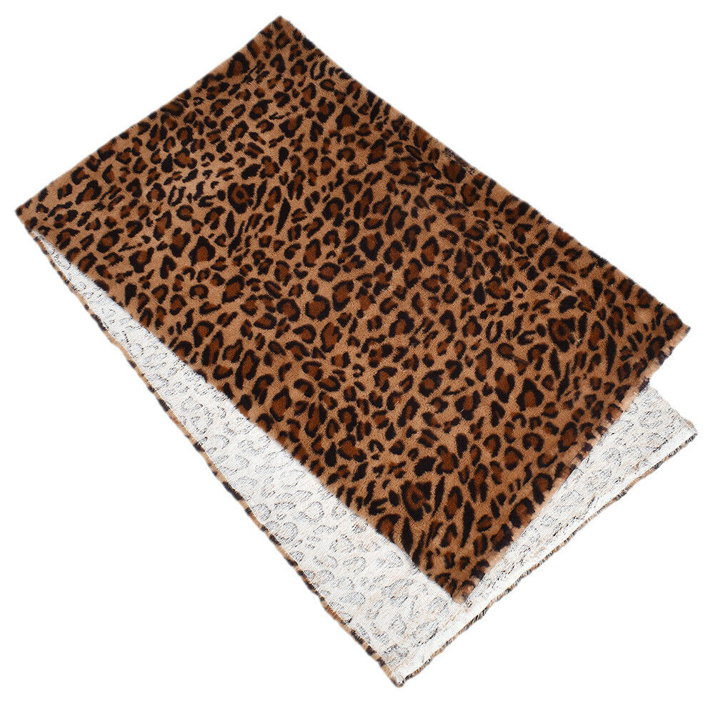 50x160cm Leopard Printed Fur Plush Fabric DIY Sewing Accessory Clothes Bag Decor