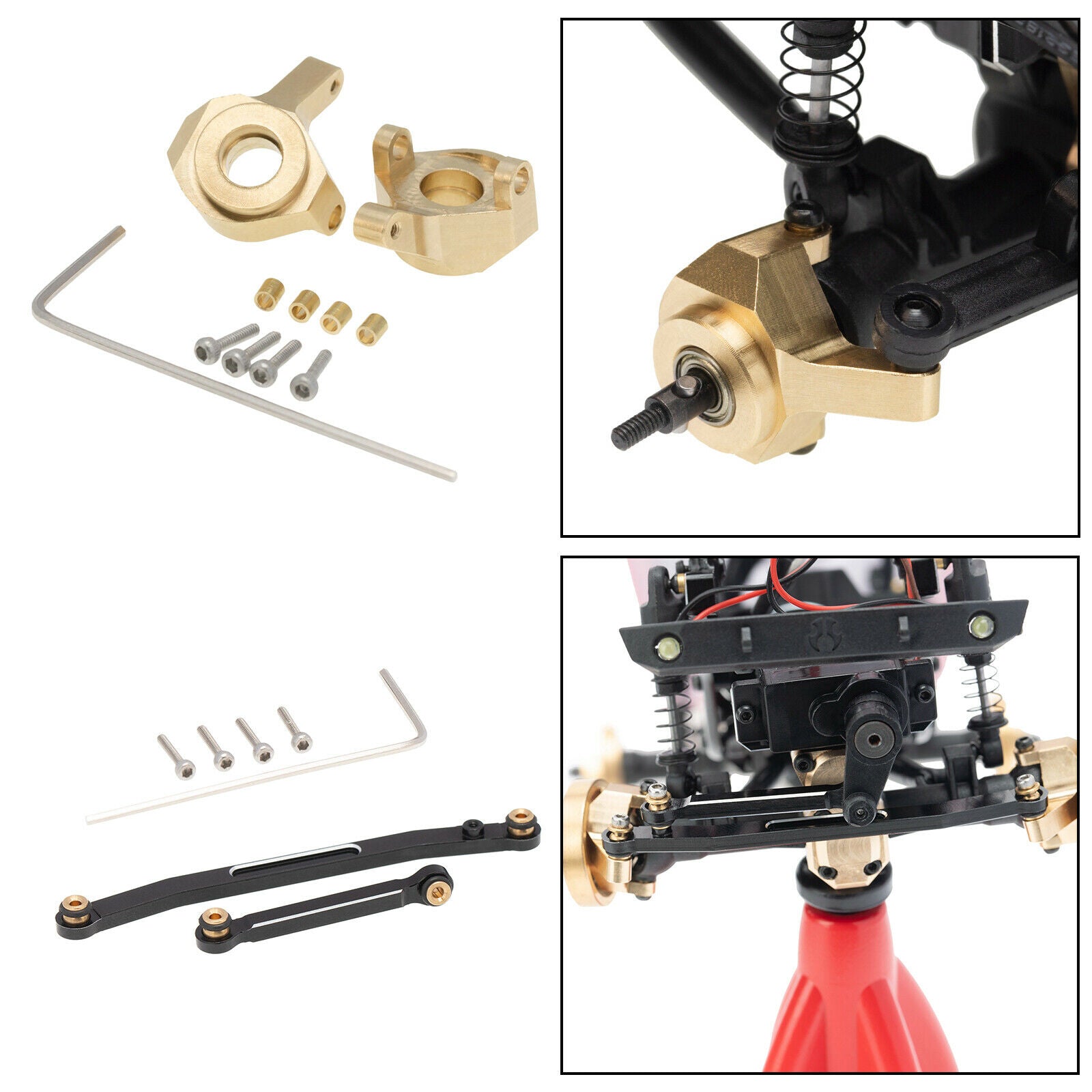 1:24 Metal Steering Knuckles w/ Rod Tie Links for Axial SCX24 AXI90081 Buggy