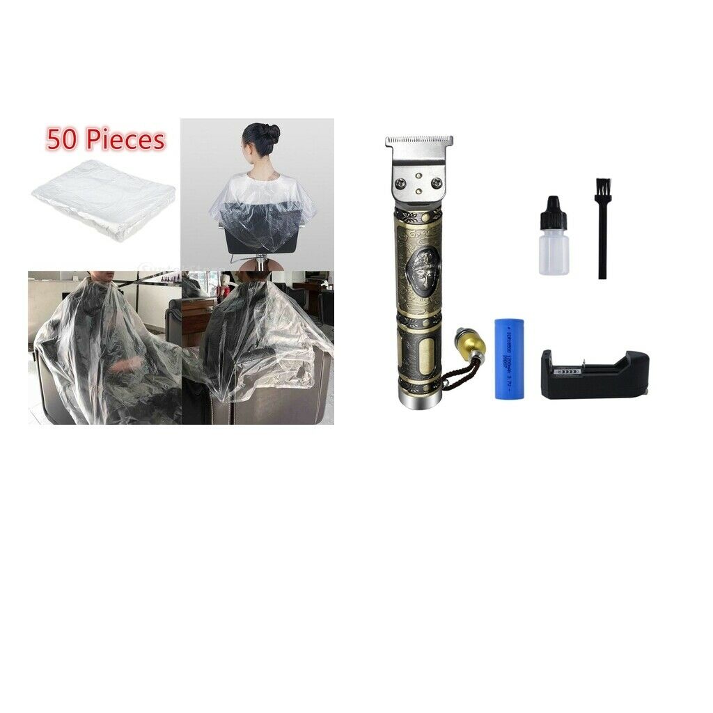50x Clear Disposable Barber Hair Cutting Cape Men Hair Trimming Clipper