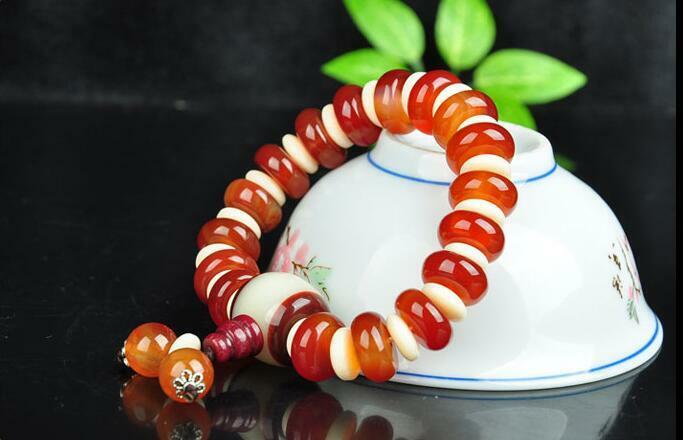 Fashion hand-knitted natural agate chalcedony beads elastic bracelets bracelets