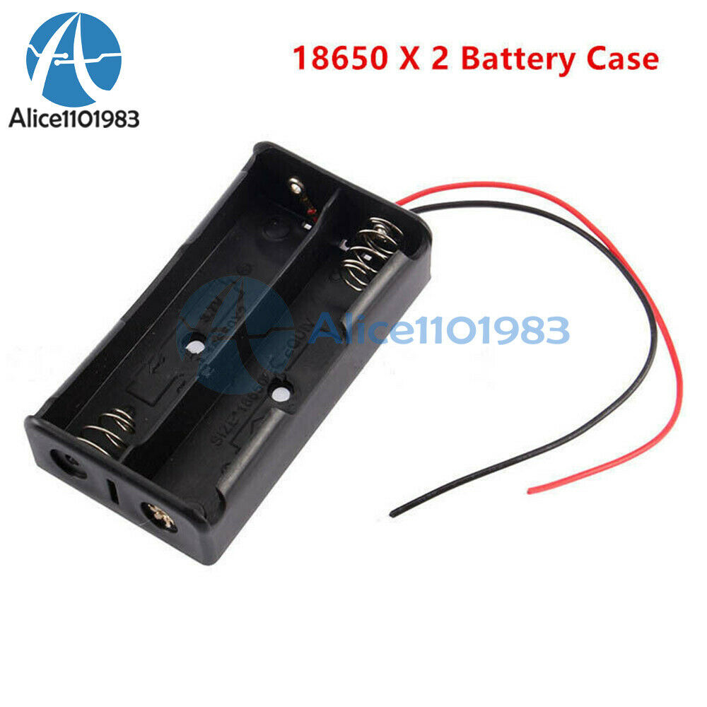 Black 3.7V Battery Holder Box Case DIY For Battery Packs 2x 18650 Cells Cases