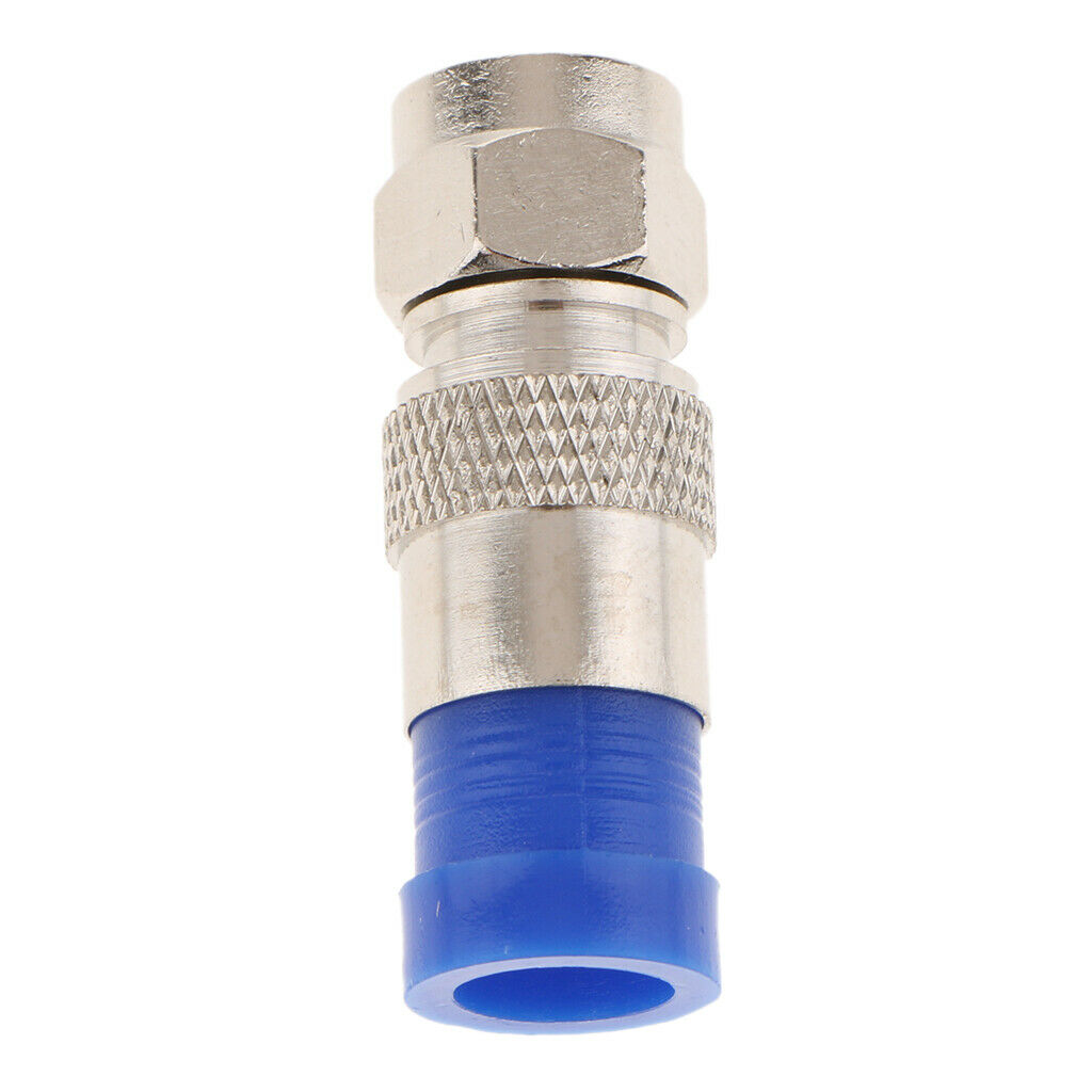 10Pcs RG6 Quad Shield Coaxial F Connector Adapter Compression Fittings Blue