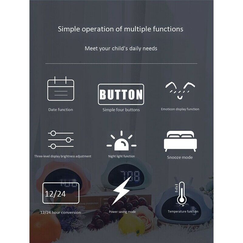 2X(Alarm Clock Cute Desk Clock Smart Backlight/Temperature/Snooze Wake Up AY7K7)