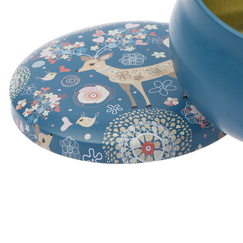 Creative Small Round Tinplate Box Retro Deer Pattern Jewelry Tin Can Cand.l8