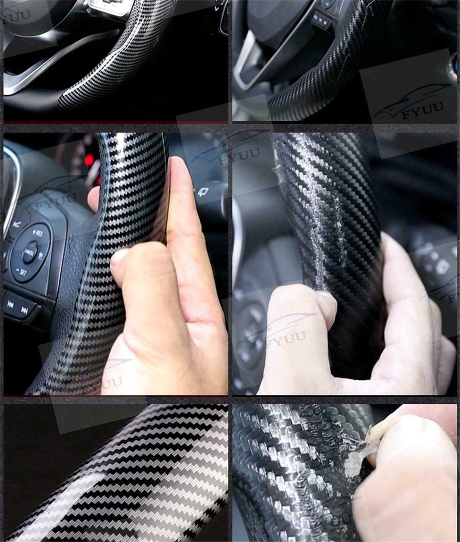 2PC Car Interior Steering Wheel Booster Cover Carbon Fiber Look Non-Slip Cover