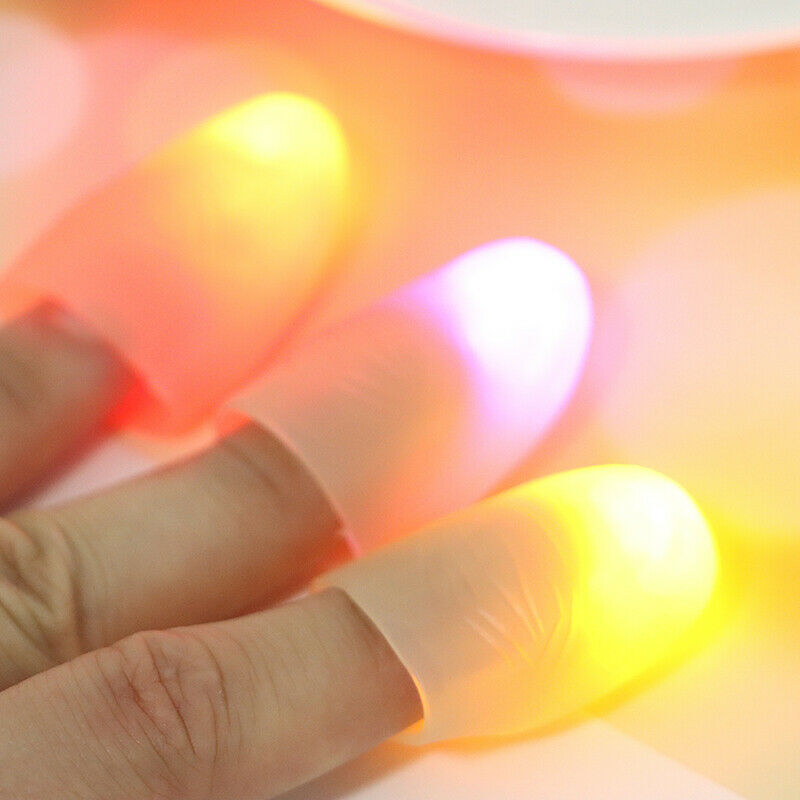 2PCS Thumbs Led Light up Toys Kids Magic Trick Props Funny Flashing Fingers G Qx