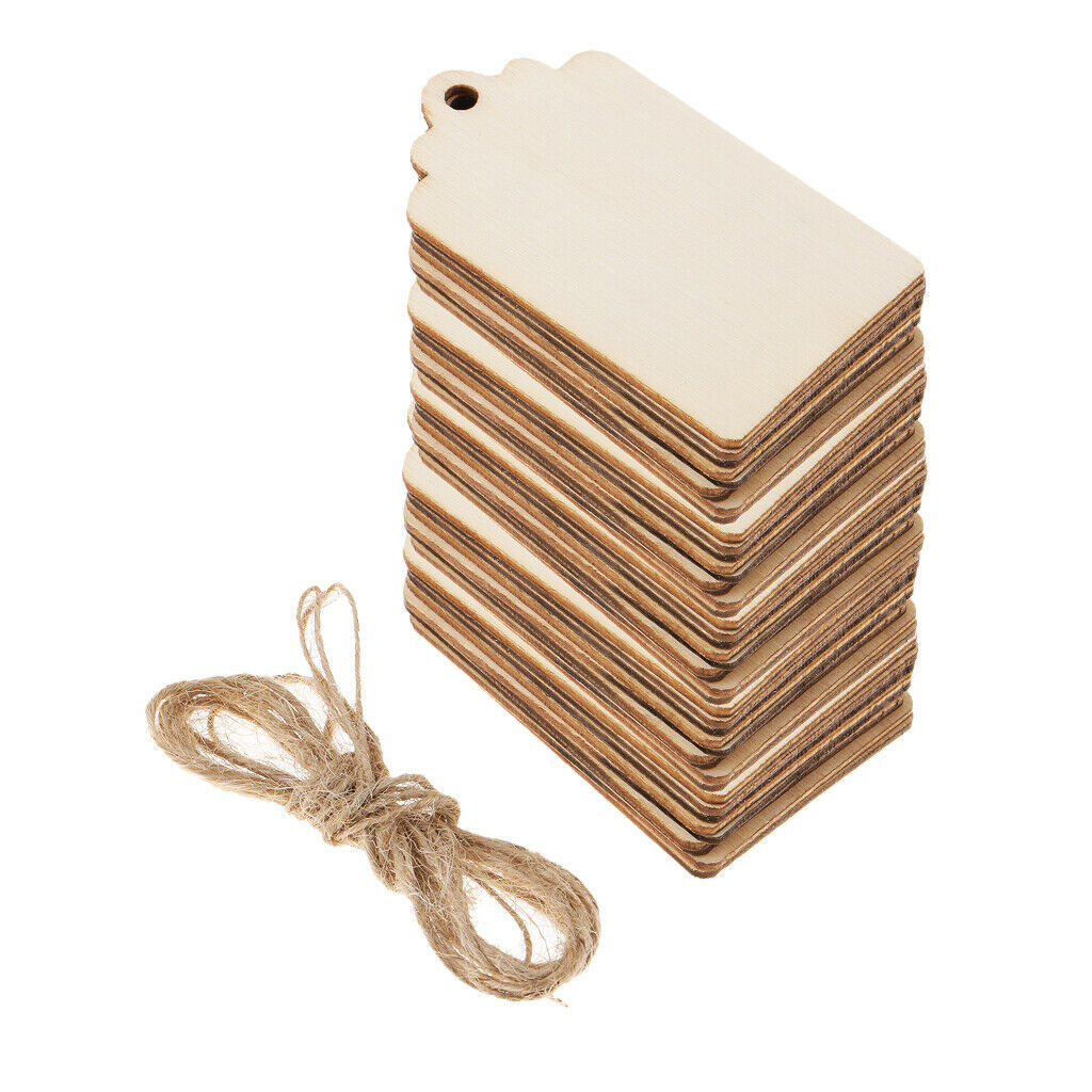 50x Natural Wooden Christmas Wish Tree Pendant Gift Tags Label Message Board