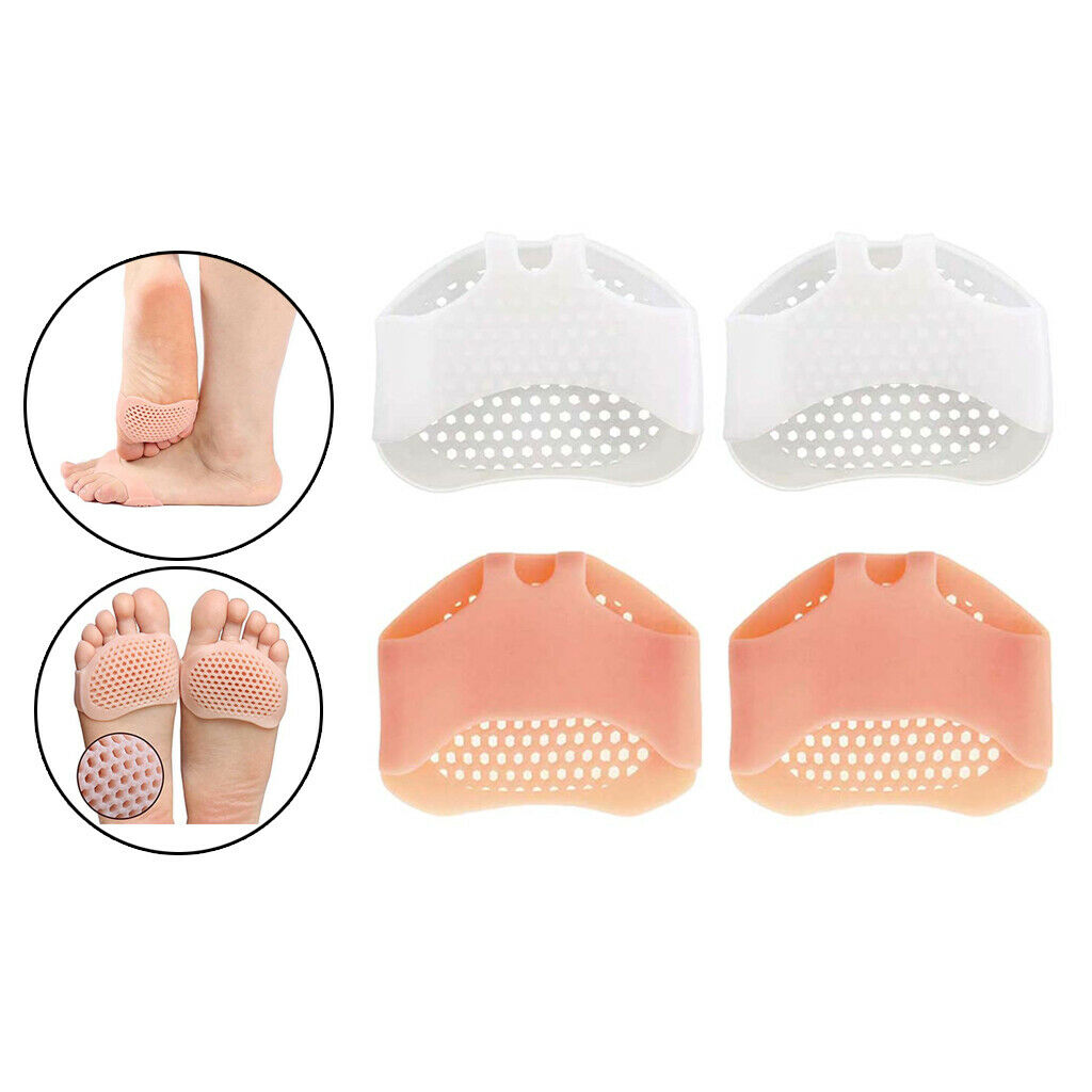 2 Pairs Set Unisex Silicone Ball of Foot Pads Reusable Metatarsal Pads