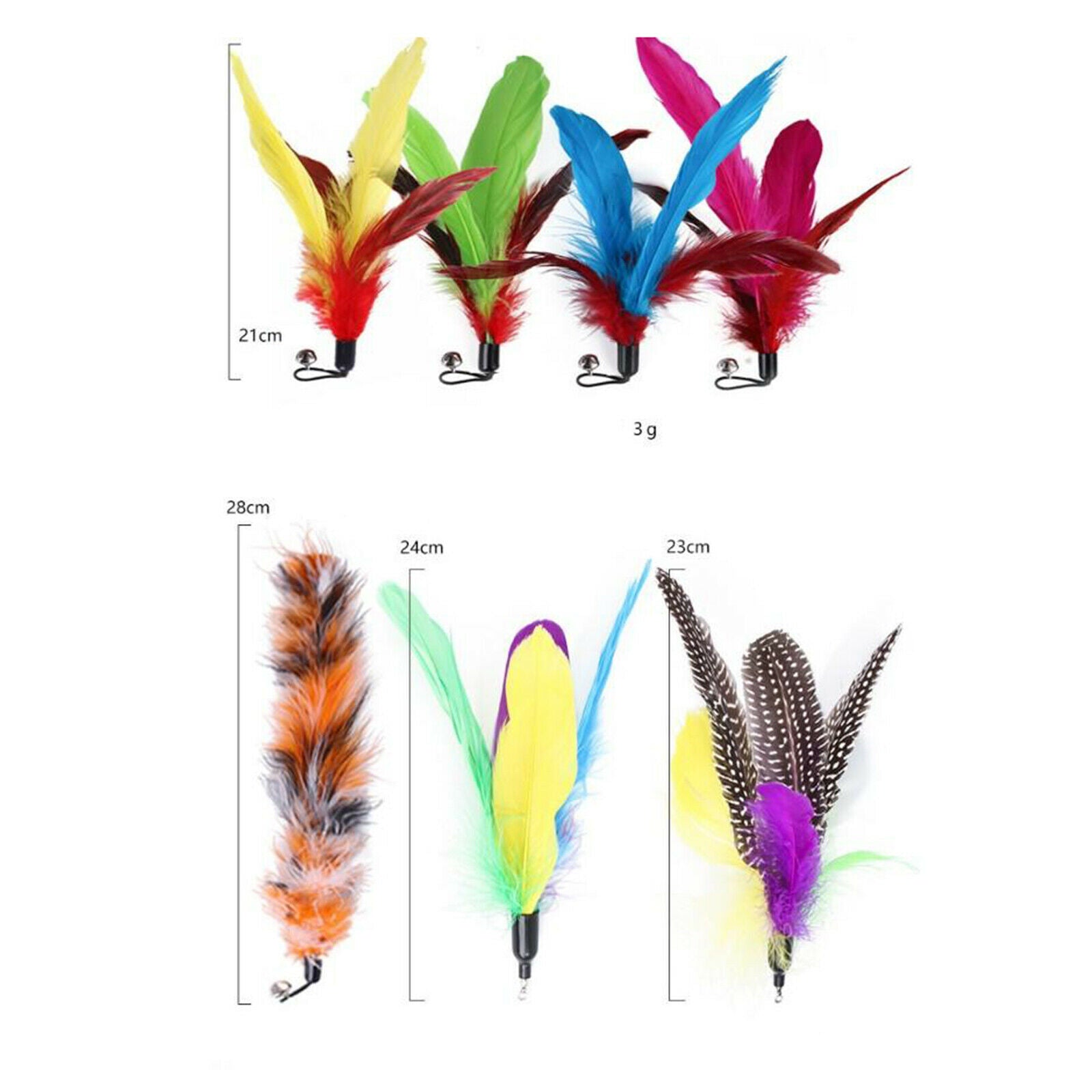 10 Pieces Funny Cats Feather Teaser Retractable Wand Toys Training Playing