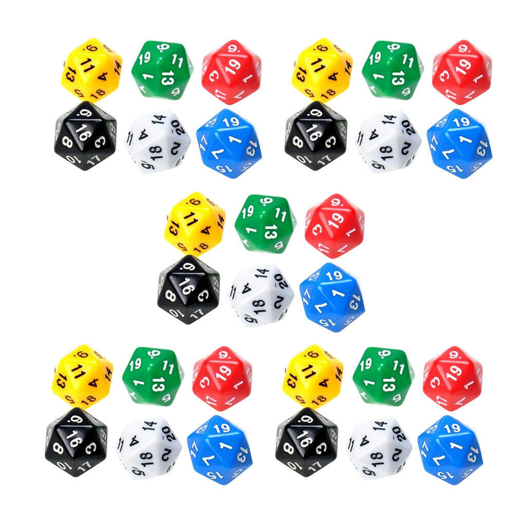 30 Pieces Acrylic 20-sided Dices Set for D&D MTG Party Casino Games Supplies