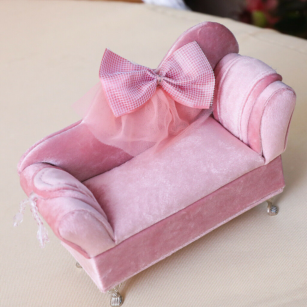 Soft Bowknot Couch Jewelry Box for Girls Travel Jewelry Organizer for