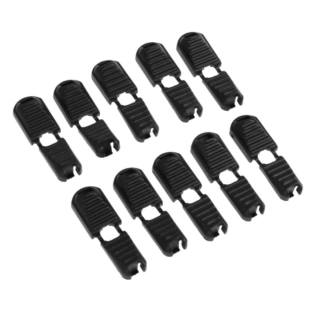 10Pcs Zipper Pull Cord Ends for Clothing Cord Tether Tip Cord Lock Black