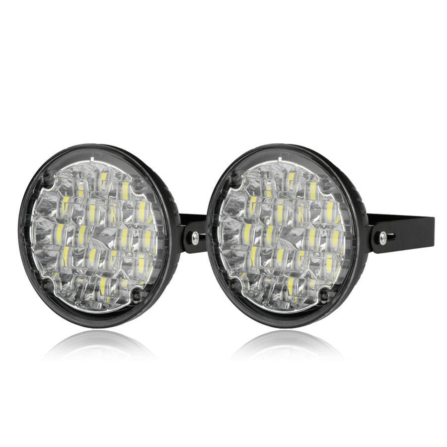 Car DRL Daytime Running Light Fog Lights Lamp DRL Fog Lamp 2pcs 18 LED Round 12V