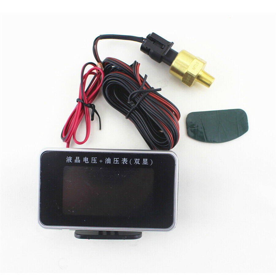 12V/24V Car Oil Pressure Gauge Digital LCD Engine Oil Pressure Meter & Voltmeter