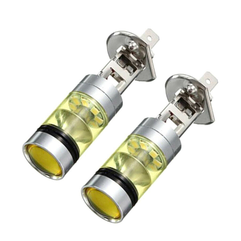 2pcs Fog Lights H1 100W Yellow Projector Lamp Bulbs Duct Car