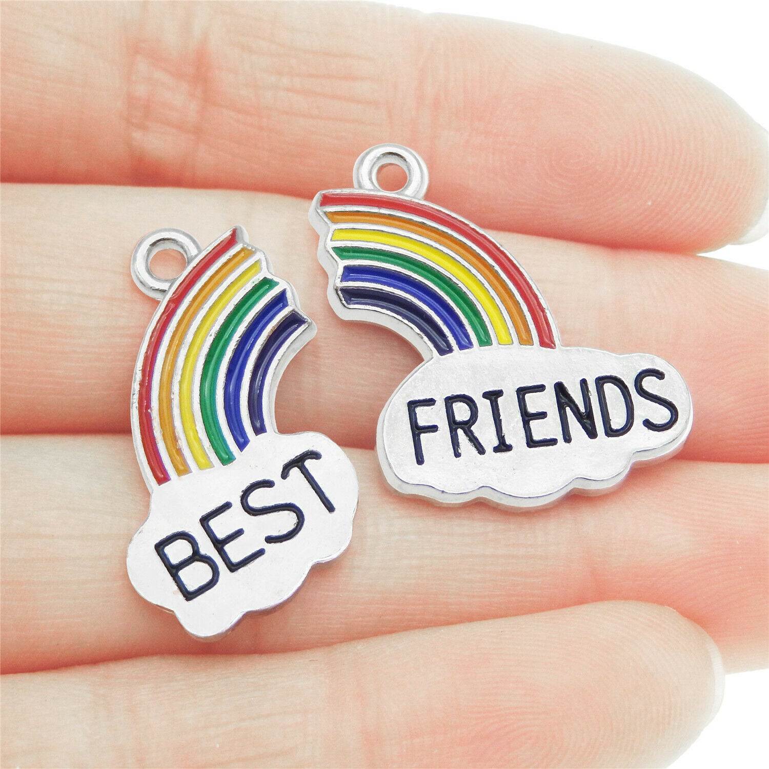 10pcs Colorful Matching Rainbow Best Friend Pendant Charms Jewelry DIY Findings