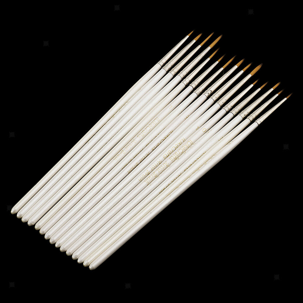 15x Assorted Round Pointed Tip Brushes Set for Nair Art Acrylic Oil Painting