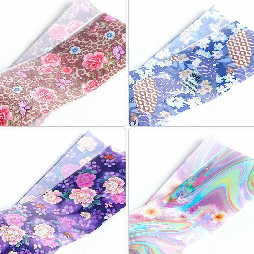 10x Flower Floral Nail Foil Stickers Transfer Film Manicure Professional Decals