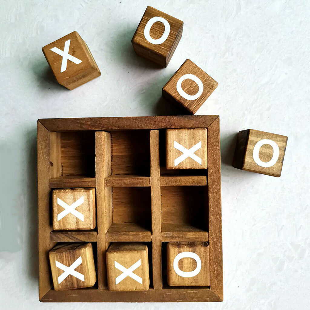 Wooden Board Games Tic Tac Toe Noughts and Crosses XO Strategy for Families