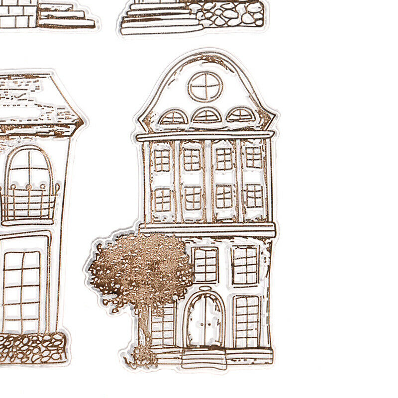 Houses Pattern Transparent Clear Stamp Silicone Seals DIY Scrapbooking Card M KX