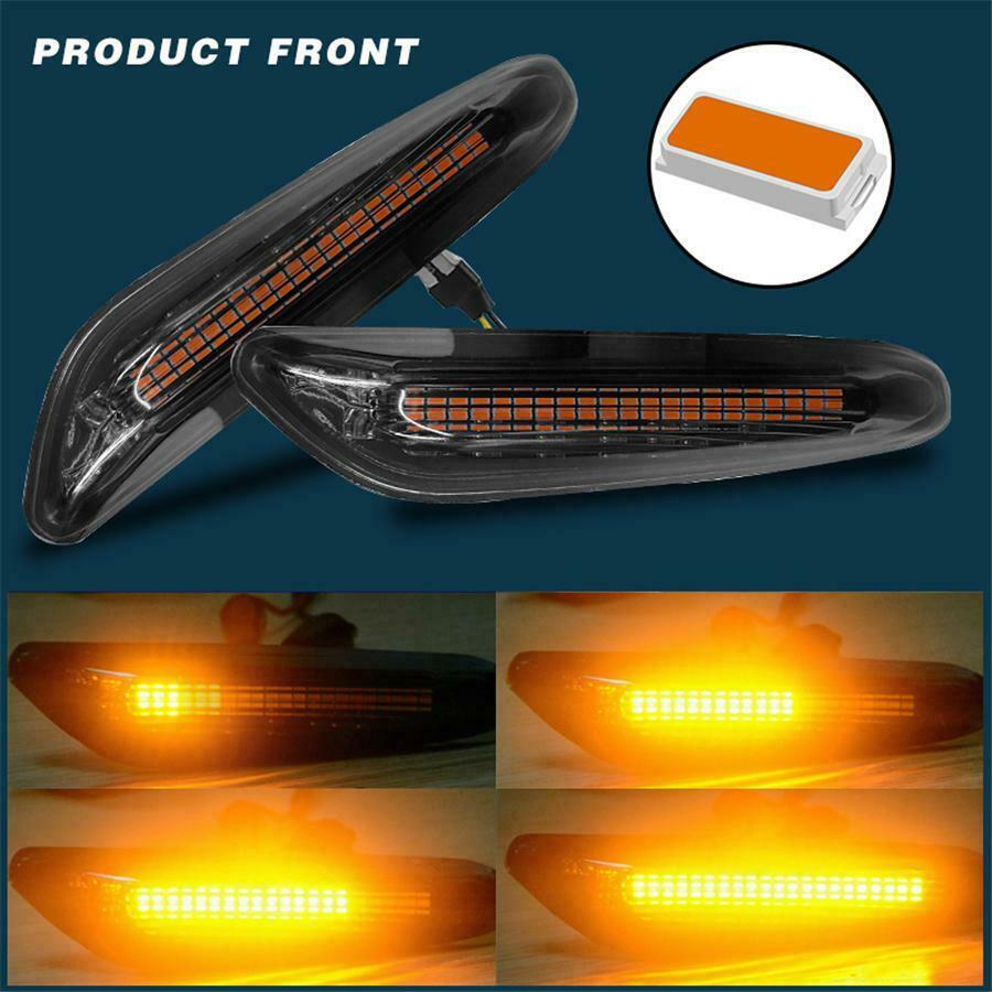 2x Dynamic LED Side Marker Turn Signal Indicator Lights For BMW E90 E92 E60 E82
