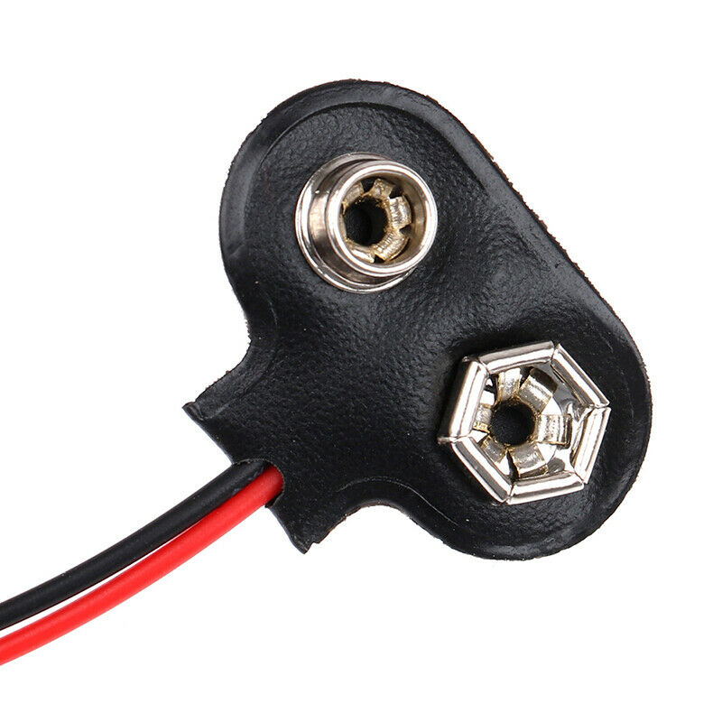 5Pcs Snap 9V (9 Volt) Battery Clip Connector T Type Black w Cab.l8