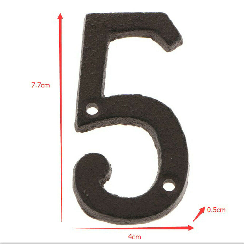 2Pcs Wrought Iron Doorplate House Number Sign Plaque 5 & 7 House Door Decor