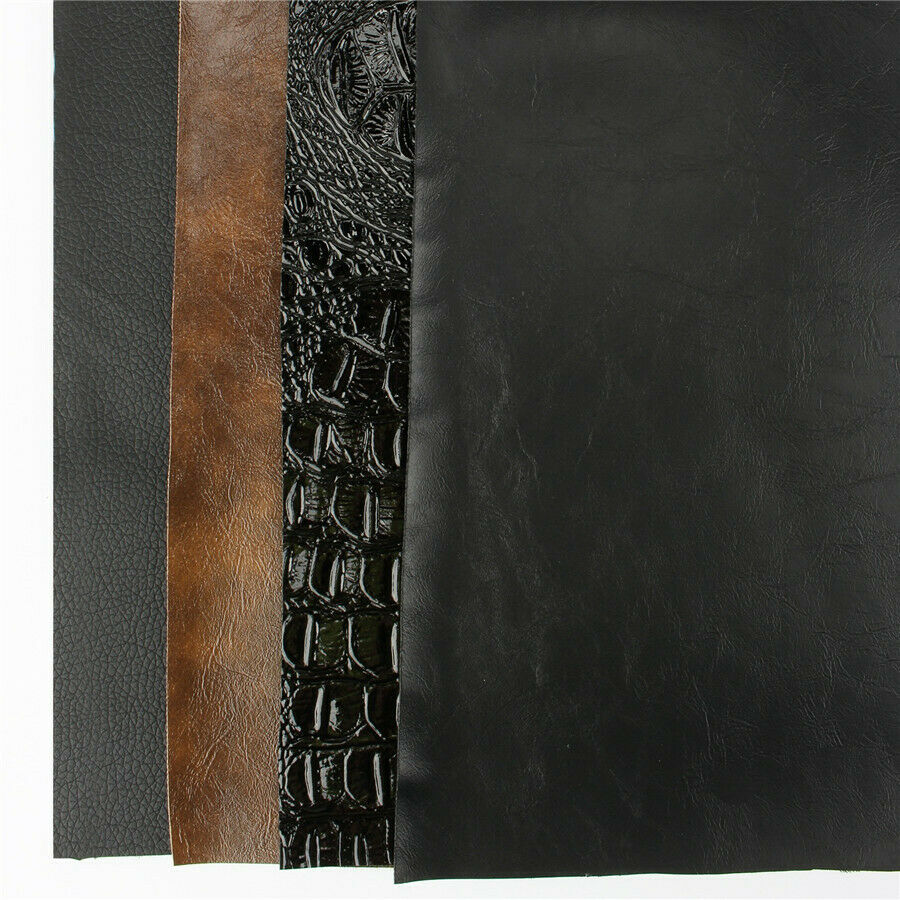 1 Sheet 27"x 39" PU Leather Glossy Black Grain Motorcycle DIY Seat Cover B style