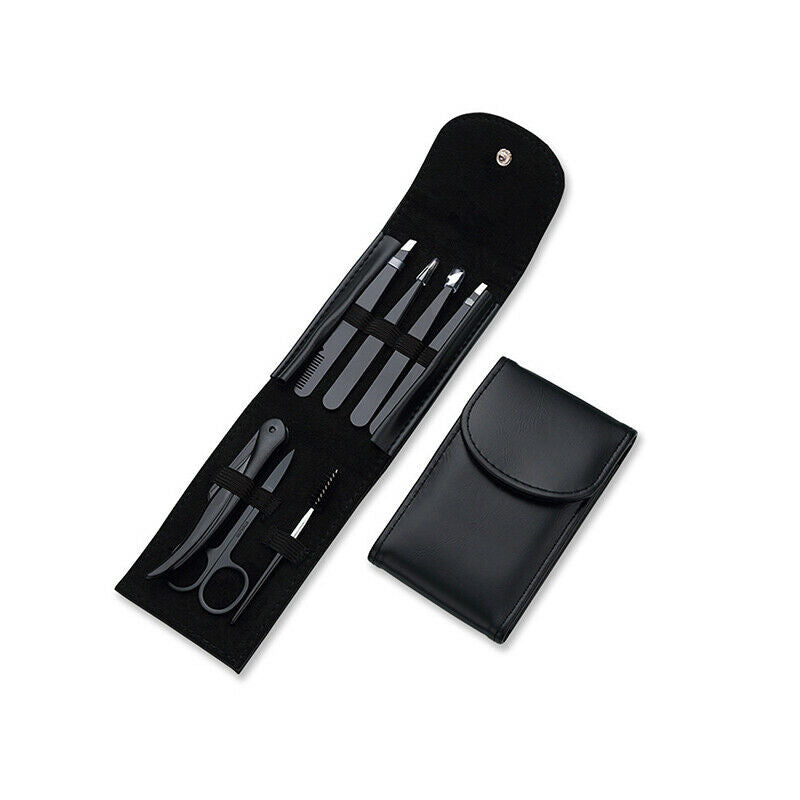 7 Piece Professional Stainless Steel Eyebrow Tweezers Set Hair Slant Tool  JD