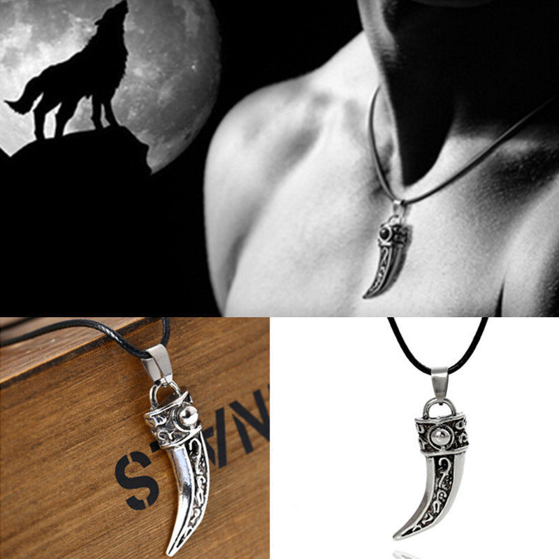 Trendy Stainless Steel Domineering Wolf Tooth Shape Pendant Necklace Jewel.l8