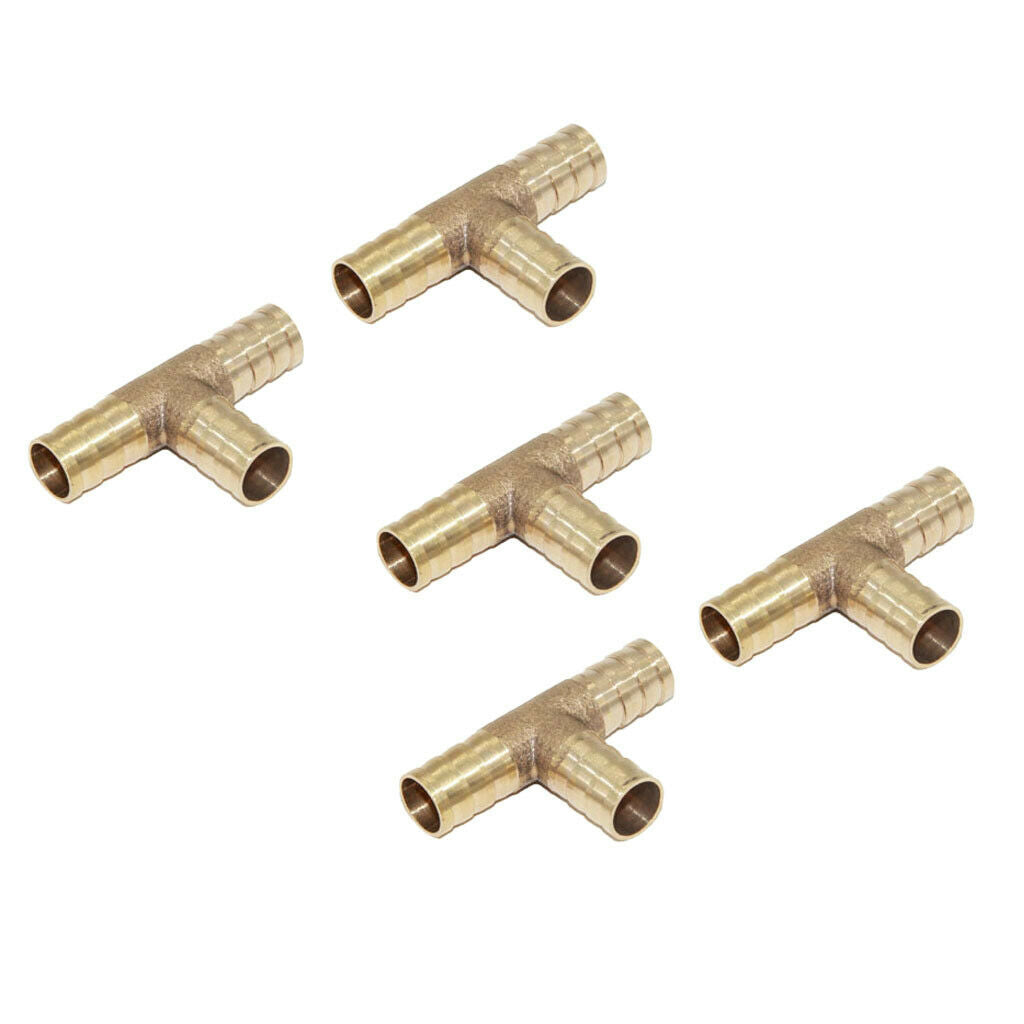 25cs Brass Tee Adapter Hose Joiner Tee Connector T for Water Fluid Fuels