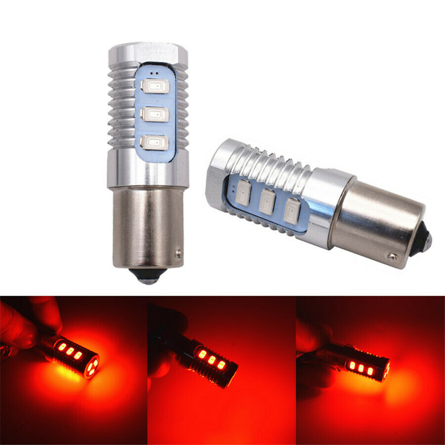 2Pcs 1156 Car Red LED Strobe Flash Blinking Brake/Stop Light Bulbs 12V Universal