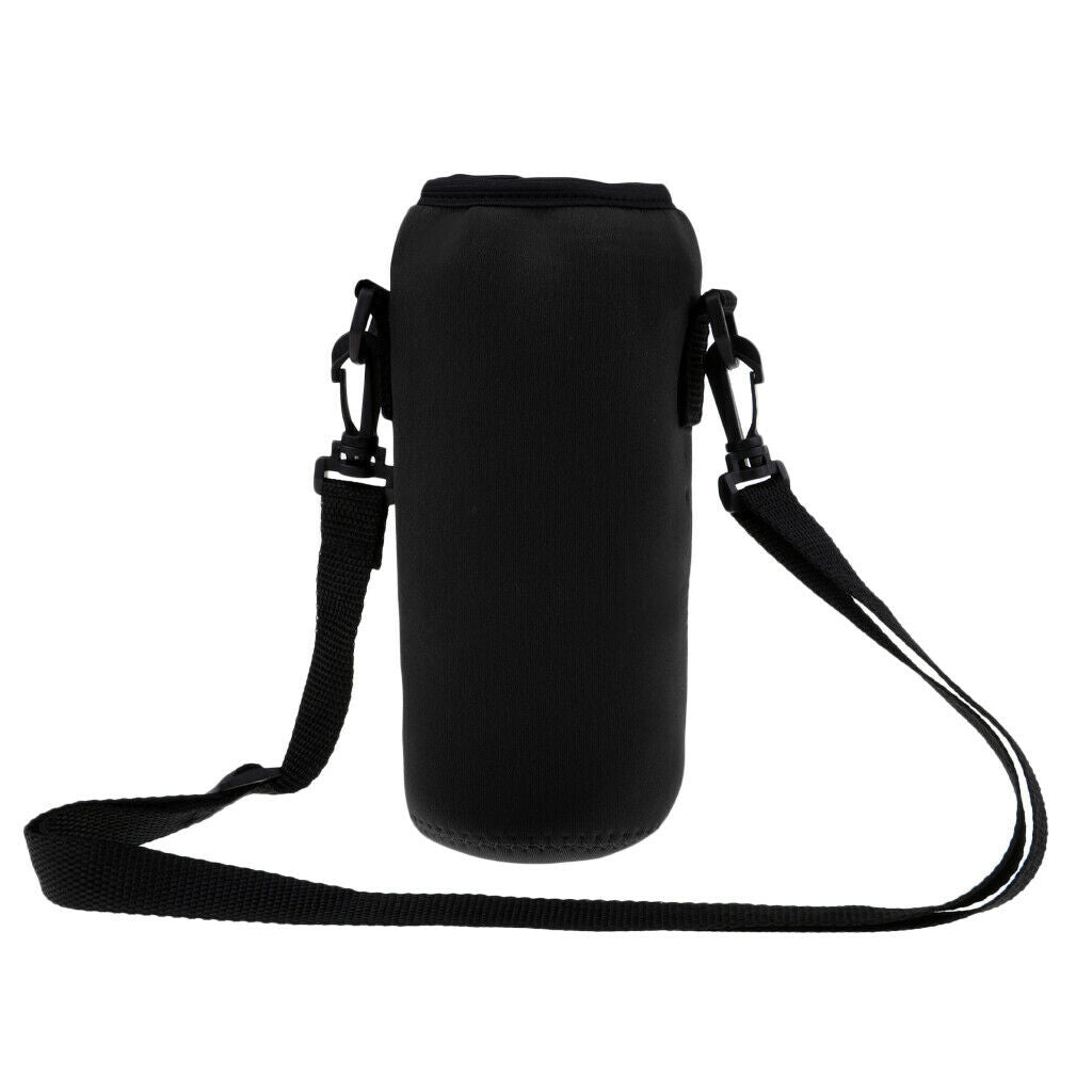 2X 1000ml Sports Water Bottle Holder Sleeve Bag Neoprene Carry Pouch Case Black