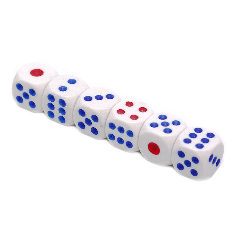 6Pcs 10mm Acrylic White Round Corner Dice Clear Dice Portable Table Playing  BU