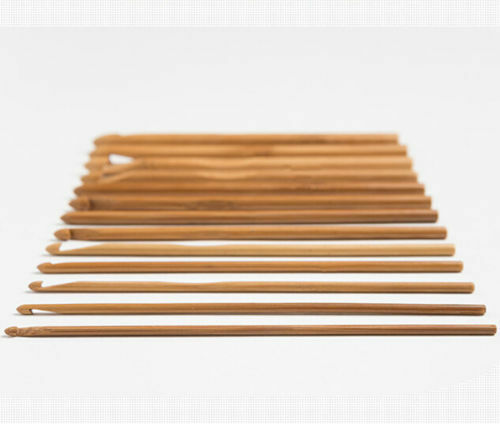 12 Size 6" Bamboo Handle Crochet Hook Knit Weave Yarn Craft Knitting Needles Set