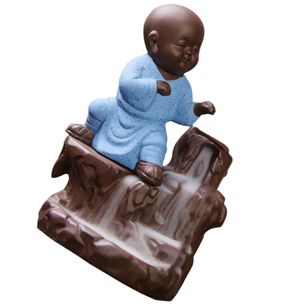 Little Monk Incense Burner Smoke Backflow Cone Censer 8.5*12.5cm Sky Blue