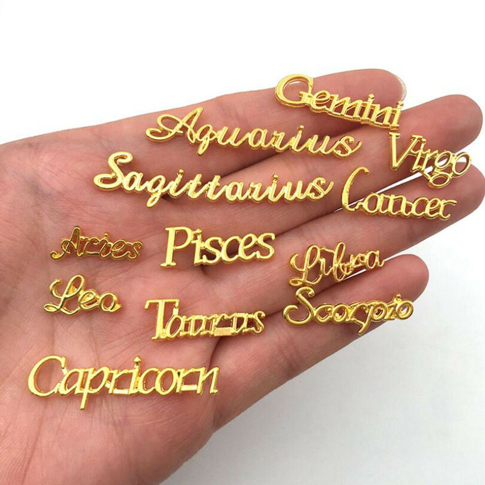 48Pcs Constellation Signs Words Charms Pendants Bezel Filling DIY Jewelry.l8