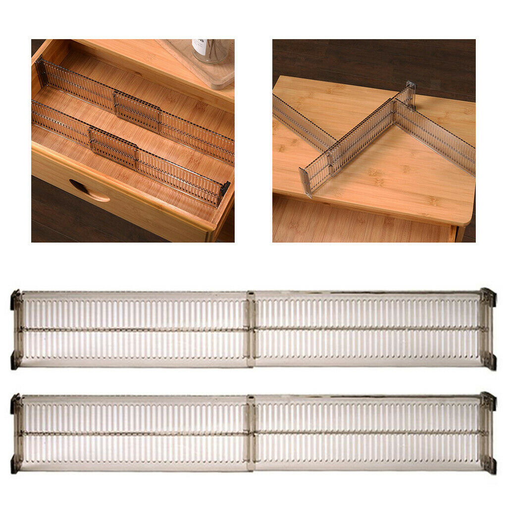 2x Retractable Adjustable Drawer Storage Organizer Dresser Partition Divider