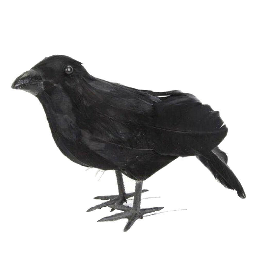 Lifelike Black Foam Halloween Crow Bird Statue Photo Props Tree Ornament
