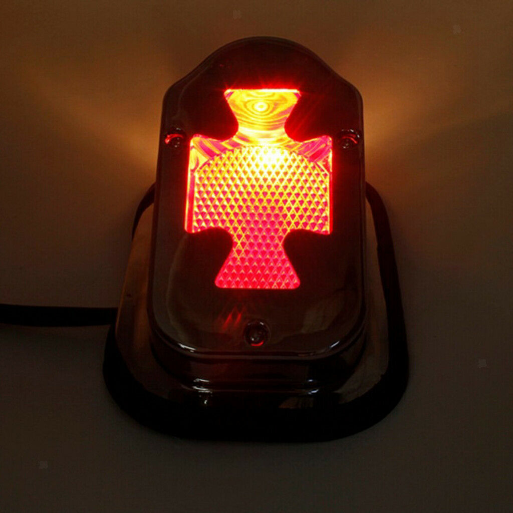 Motorcycle Rear Brake Tail Light Red 12V Universal License Plate Light