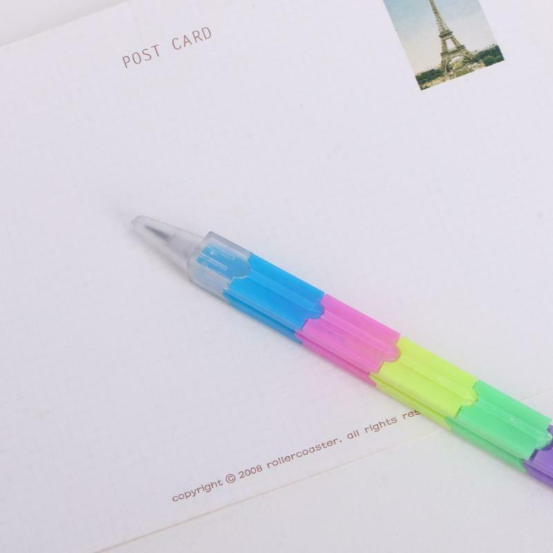 Creative Rainbow Multifunction Building Block Writing Pen Stacker Swap Pencil