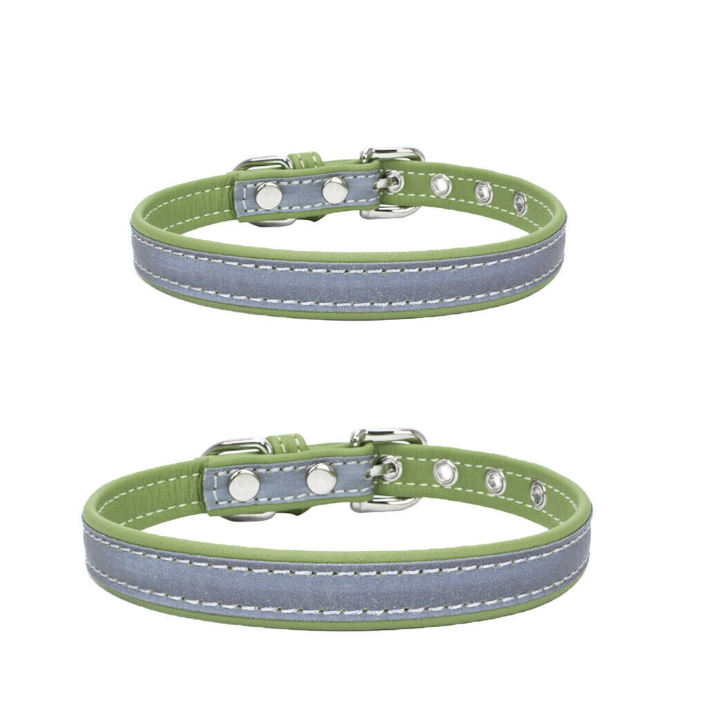 Reflective Personalized Safety Dog Collars for Dogs Puppy Adjustable Green-M
