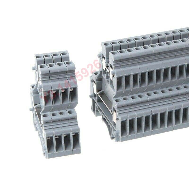 50Pcs UKK3 DIN Rail Double Level Dual Row Terminal Block Kit 500V 25A 28-12AWG