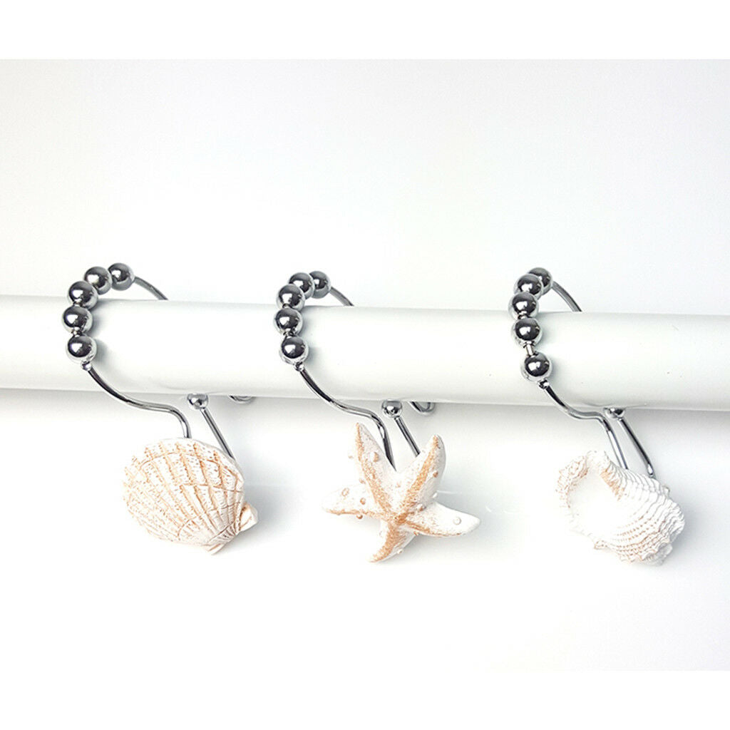 Shell Shower Curtain Hooks Curtain Rings Home Garden Bathroom Decor (Set 12)