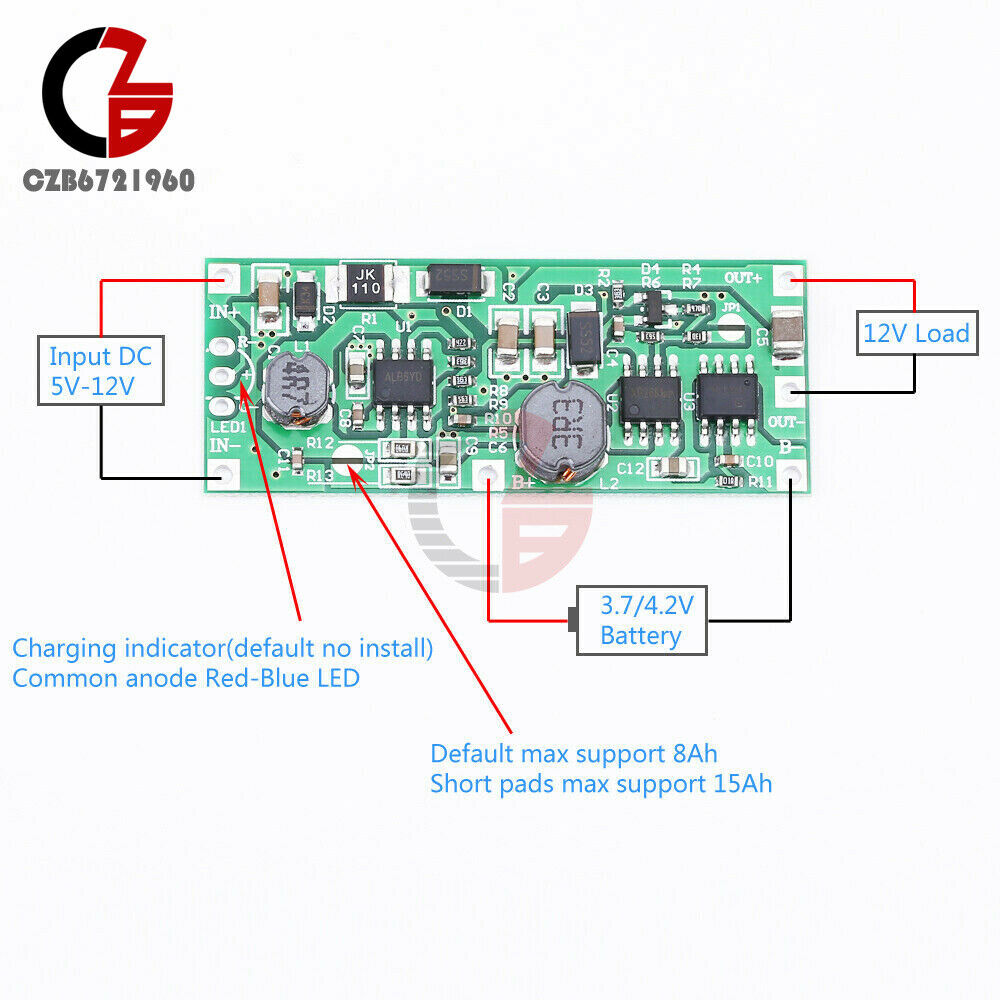 DC 5-12V to 9V 12V 18650 Lithium Battery UPS Voltage Converter Charging Module