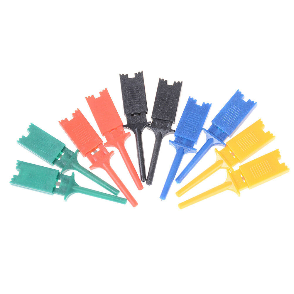 10Pcs Multimeter SMD IC SOIC Mini Test Clip Hook Grabbers Probe Jumper 5 colorDD