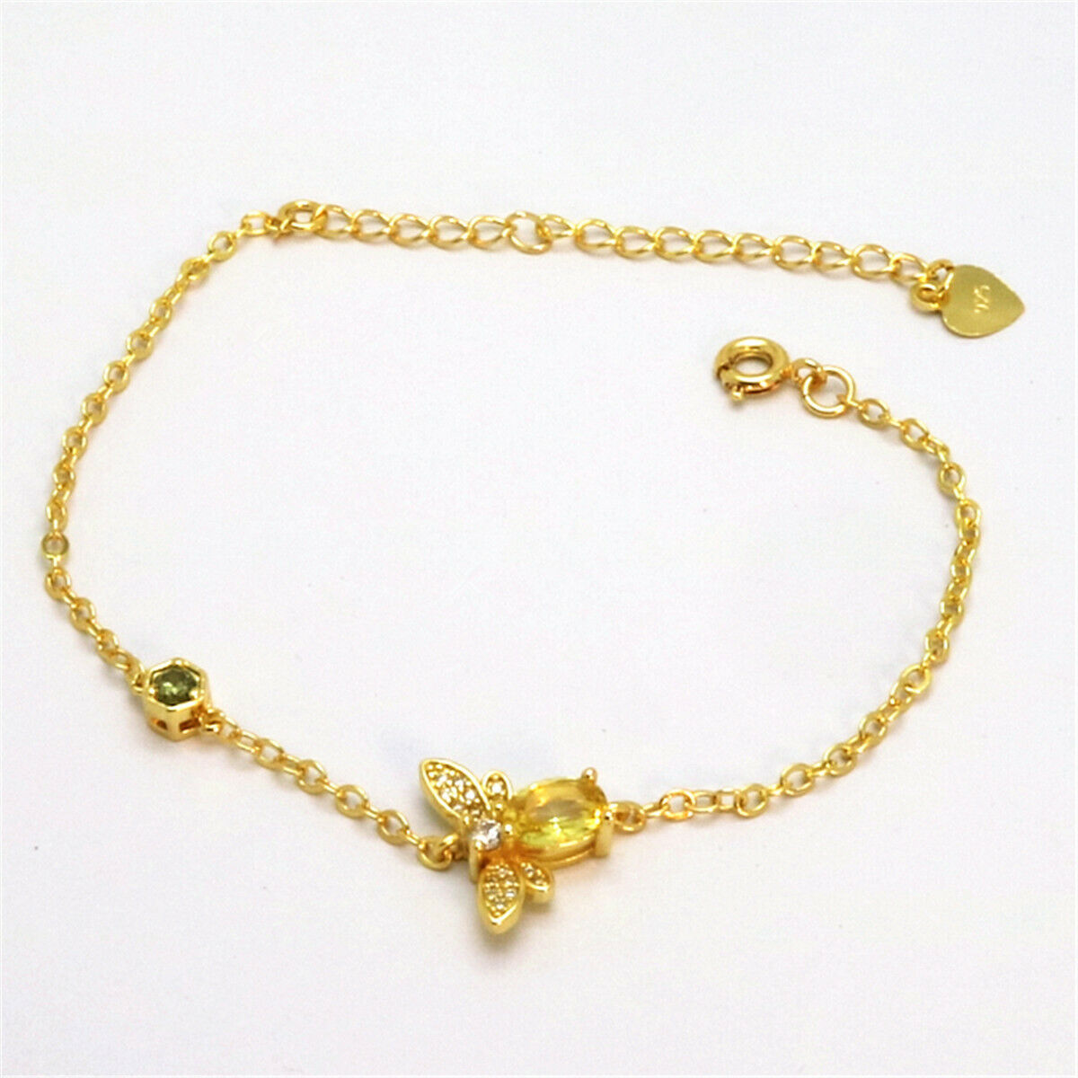 Copper Queen Of Bee Citrine Olivine Animal Pageant Bangle Charm Bracelet Gift