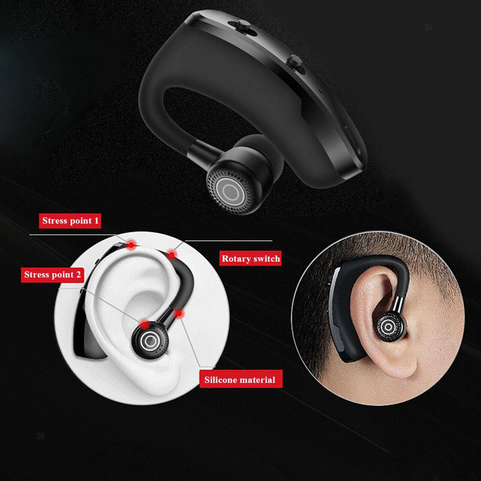 V9 Handsfree Bluetooth Headset V4.0 Driving Headset for Cell Phone Office PC