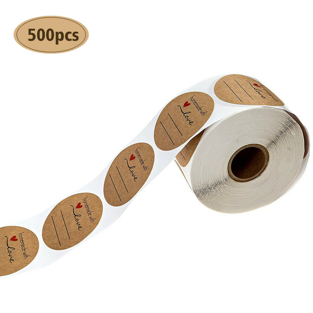 Decorative Sealing Stickers Homemade with Love Labels Roll,500-Pack 1 inch Round